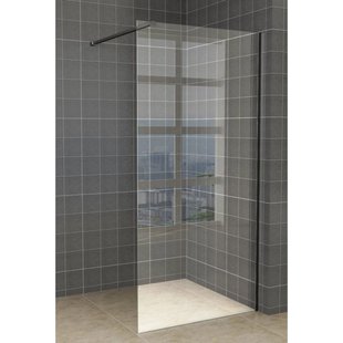Wiesbaden Slim inloopdouche 80x200cm met 8mm helder glas met zwart profiel en stabilisatiestang sw203907/sw203911