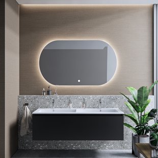 Badkamermeubelset BWS Anubis 120cm 1 Lade Mat Zwart Met Wastafel (Naar Keuze)