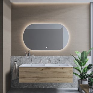 Badkamermeubelset BWS Anubis 120cm 1 Lade Rustiek Eiken Met Wastafel (Naar Keuze)