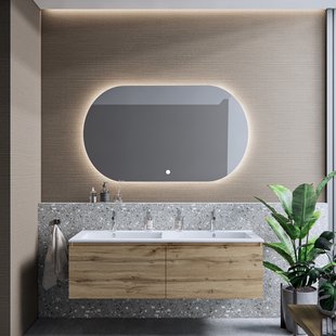 Badkamermeubelset BWS Anubis 120cm 2 Laden Rustiek Eiken Met Wastafel (Naar Keuze)