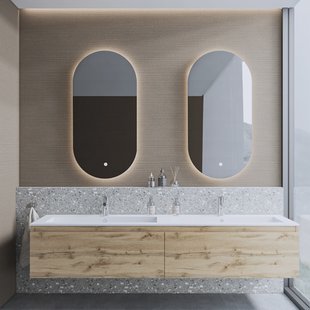 Badkamermeubelset BWS Anubis 140cm 2 Laden Rustiek Eiken Met Wastafel (Naar Keuze)