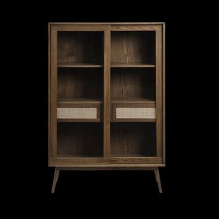 Boas houten vitrinekast gerookt eiken - 160 x 40 cm