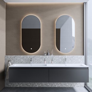 Badkamermeubelset BWS Anubis 160cm 2 Laden Mat Zwart Met Wastafel (Naar Keuze)