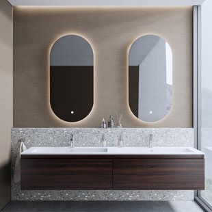 Badkamermeubelset BWS Anubis 160cm 2 Laden Sonama Charcoal Eiken Met Wastafel (Naar Keuze)