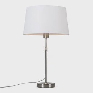 QAZQA Tafellamp staal met kap wit 35 cm verstelbaar - Parte