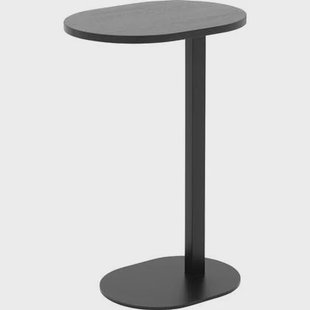 Goossens Bijzettafel Oval, Voet ovaal metaal ral 9005 zwart, blad