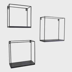 LOFT42 Wally Wandboxen - Zwart mangohout - Set van 3 - Metaal