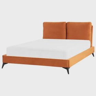 Beliani - MELLE - Tweepersoonsbed - Oranje - 140 x 200 cm - Fluweel