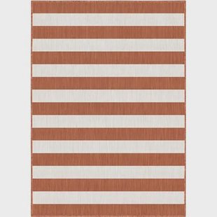 Eva Interior Buitenkleed Stripes roest|wit dubbelzijdig - 160 x 230 cm