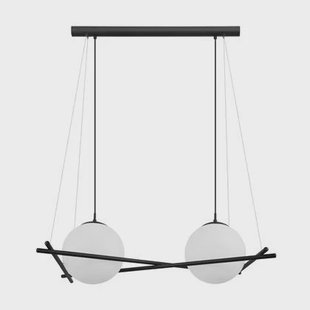 EGLO Hanglamp - E27 - 2lichts - Staal - Zwart | Glas opaal-mat - Wit