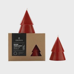 Originalhome dennenboom kaars - Rood - M - set van 2