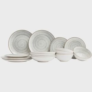 Cosy & Trendy Serviesset Sintra Dusty Blue - 16-delig | 4 personen - 4 dinerborden, 4 ontbijtborden, 4 diepe borden en 4 kommen