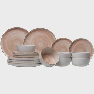 Cosy & Trendy Serviesset Baltic Peach 18-delig | 6 personen - 6 borden, 6 diepe borden en 6 schaaltjes