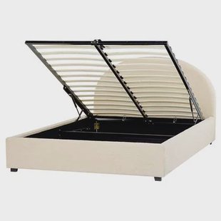 Beliani-VAUCLUSE-Bed met opbergruimte-Beige-160 x 200 cm-Polyester