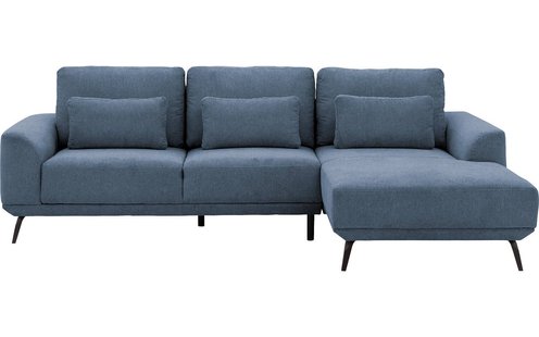 Goossens Excellent Bank Princess Met Elektrisch Uitschuifbaar Zitvlak blauw, stof, 2,5-zits, elegant chic met chaise longue rechts