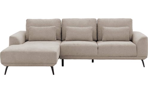 Goossens Excellent Bank Princess Met Elektrisch Uitschuifbaar Zitvlak beige, stof, 2,5-zits, elegant chic met chaise longue links