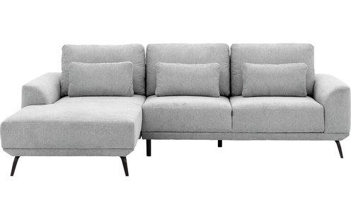 Goossens Excellent Bank Princess Met Elektrisch Uitschuifbaar Zitvlak grijs, stof, 3-zits, elegant chic met chaise longue links