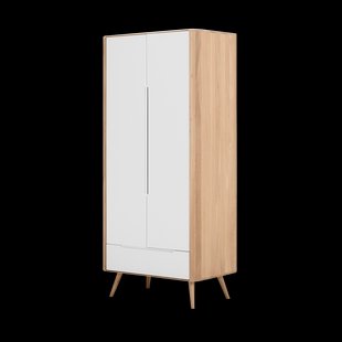 Ena wardrobe houten garderobekast whitewash - 90 x 200 cm