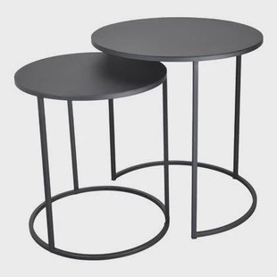 LOFT42 Elvy Set Bijzettafels Rond - Zwart - Ø49x52