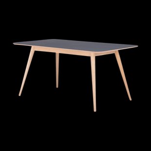 Stafa table houten eettafel whitewash - met linoleum tafelblad nero - 160 x 90 cm