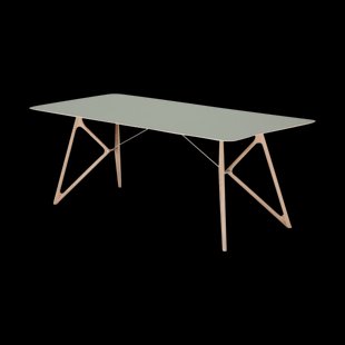 Tink table houten eettafel whitewash - met linoleum tafelblad dark olive - 160 x 90 cm