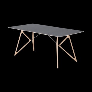 Tink table houten eettafel whitewash - met linoleum tafelblad nero - 200 x 90 cm
