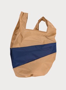 Susan Bijl - Shopping Bag Camel & Navy - large
