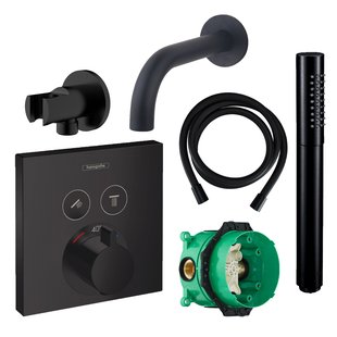 Badkraanset Hansgrohe Select Vierkant met Handdouche Zwart