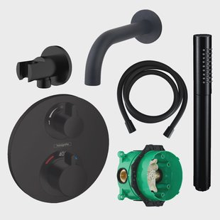 Badkraanset Hansgrohe Ecostat Rond met Handdouche Zwart