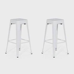 Beliani - CABRILLO L - Barkruk - Wit - Staal