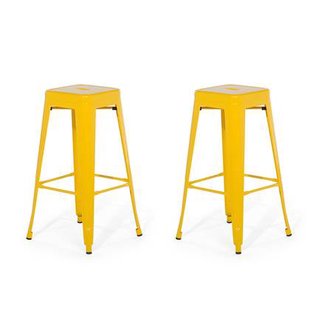 Beliani - CABRILLO - Barkruk - Geel - Staal