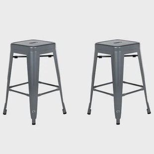 Beliani - CABRILLO - Barkruk - Set van 2 - Zilver|Grijs - Staal