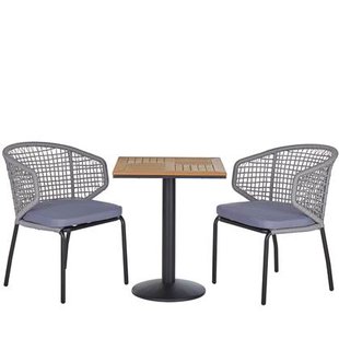 Beliani - PALMI - Bistroset voor 2 - Grijs - Staal