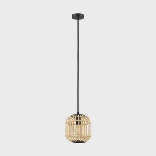 EGLO Bordesley Hanglamp - 1 lichts - Ø21cm. - E27 - Zwart|bamboo