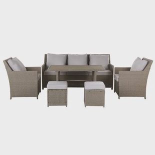 Beliani - FONTI - Loungeset voor 5 - Natuurlijk - PE rotan