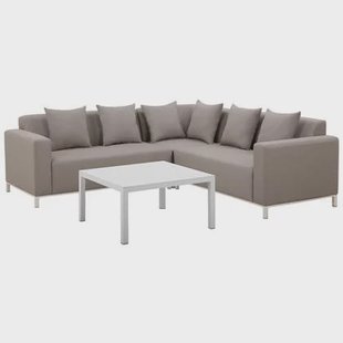 Beliani - BELIZE - Loungeset voor 5 - Beige - Polyester