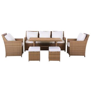 Beliani - FONTI - Loungeset voor 5 - Wit - PE rotan