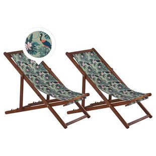Beliani-ANZIO -Strandstoel set van 2-Donkerhout|Pelikaan-Polyester