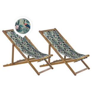 Beliani-ANZIO -Strandstoel set van 2-Lichthout|Pelikaan-Polyester