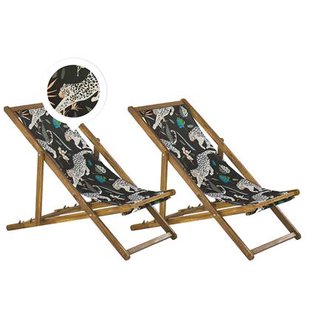 Beliani-ANZIO -Strandstoel set van 2-Lichthout|Dieren-Polyester