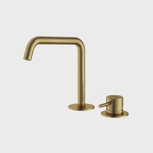 Wastafelmengkraan Hotbath Archie 2 Gats Zonder Waste Geborsteld Messing PVD