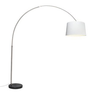 QAZQA Booglamp staal stoffen kap wit 45 cm - XXL QAZQA Booglamp staal stoffen kap wit 45 cm - XXL