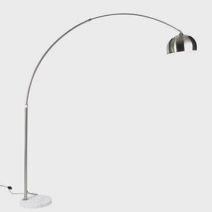 QAZQA Booglamp staal met witte marmeren voet met kap staal - XXL