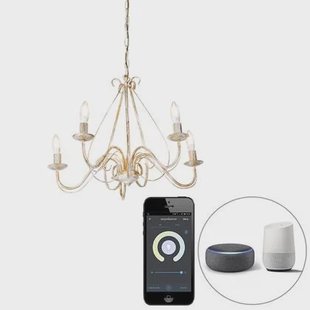 QAZQA Smart kroonluchter wit 5-lichts incl. Wifi B35 - Giuseppe