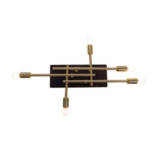 Näve Plafondlamp Ancona 5-lamps, messing/zwart