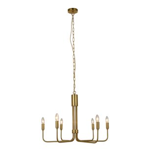 Lindby kroonluchter Elanova, messing, 6-lamps, Ø 70 cm, E14