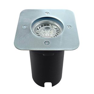 Prios Riya grondspot inbouwlamp, hoekig, roestvrij staal