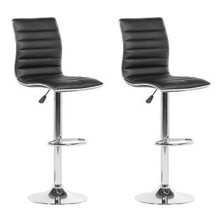 Beliani - LUCERNE - Barkruk verstelbaar - Zwart - Kunstleer