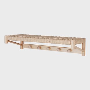 Loek houten kapstok met geweven plank - 78 x 31 cm Loek houten kapstok met geweven plank - 78 x 31 cm