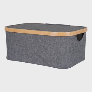 Wendy stoffen opbergmand donkergrijs - 38 x 26 cm